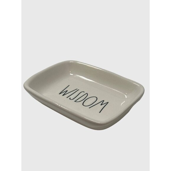 Rae Dunn WISDOM Tray 5in Candy Trinket Dish Office Decor Gift Organize White - Picture 6 of 7